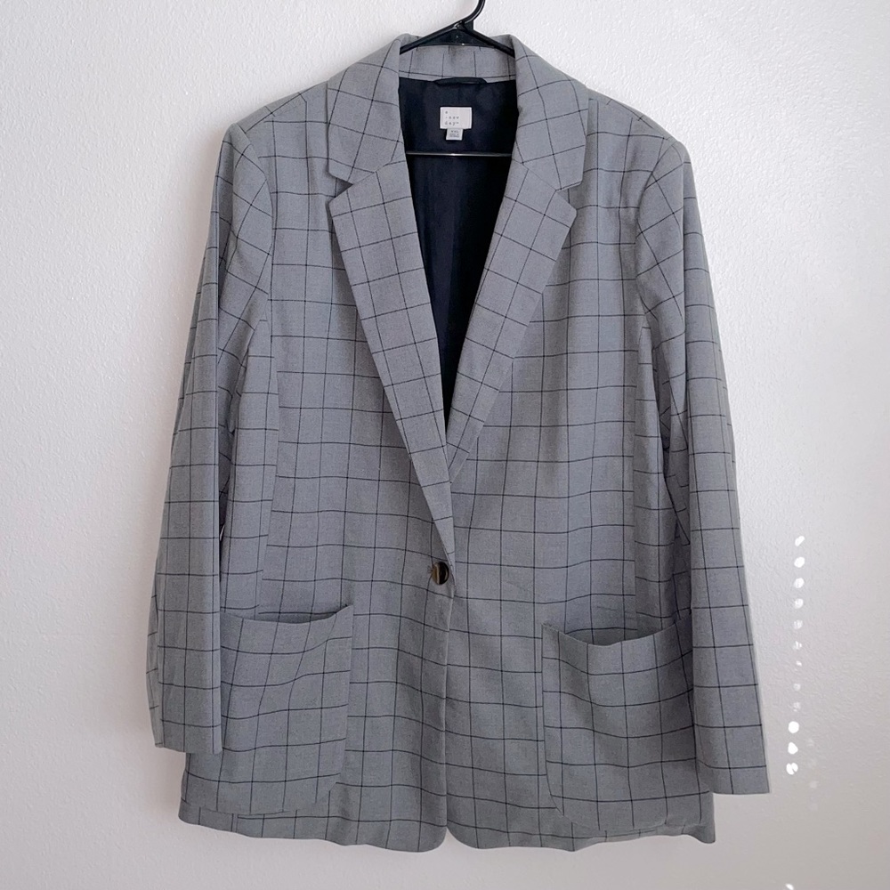 Womens Plaid Grey Blazer XXL